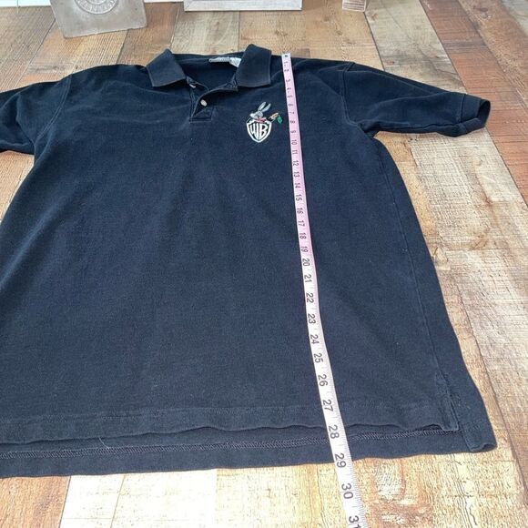 Vintage Warner Bros Mens Short Sleeve Embroidered Bugs Bunny Black Polo Shirt - Picture 6 of 7